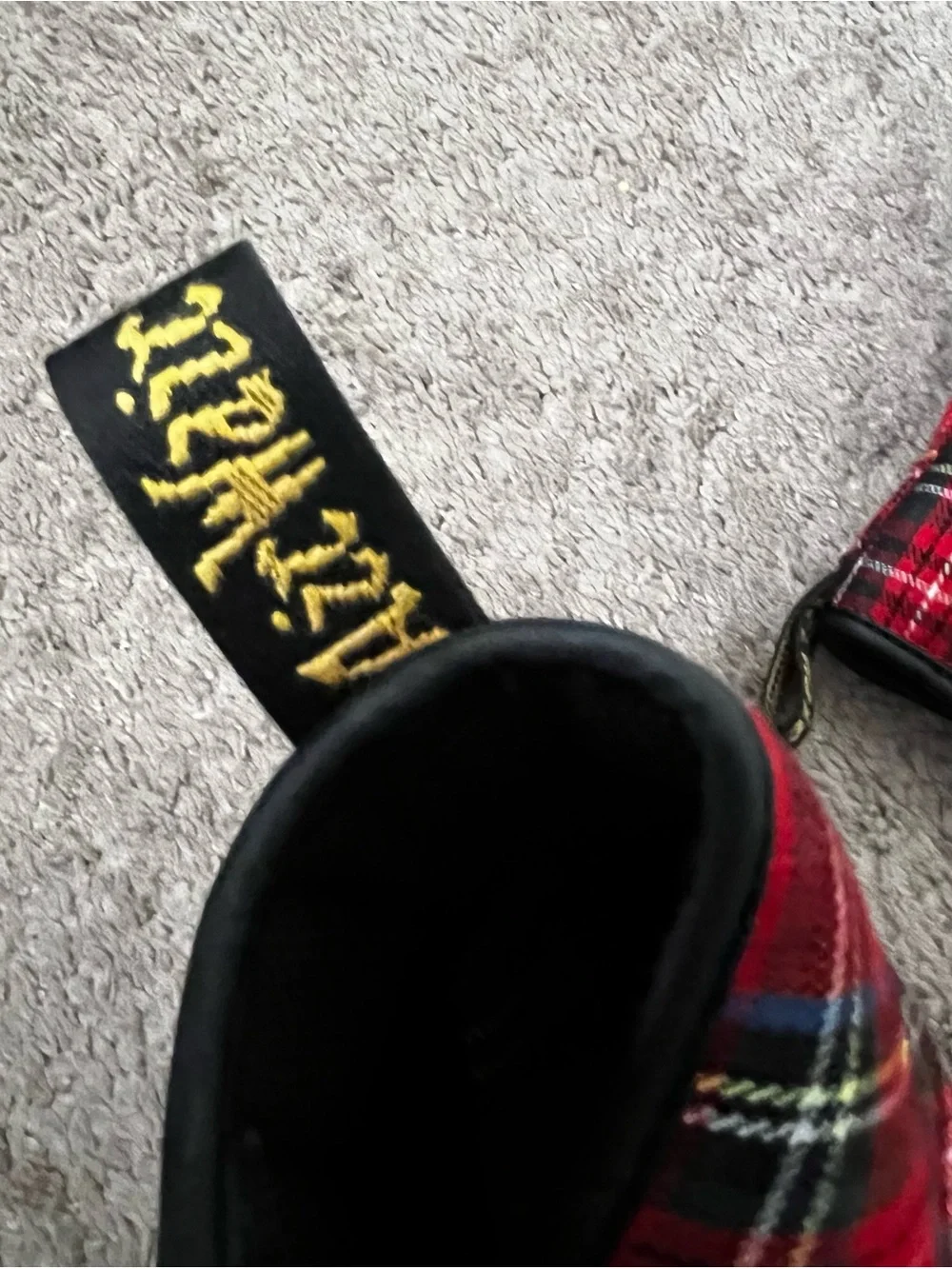 Dr. Martens Red 1460 Tartan Plaid Fabric Ankle Combat Boot Size 6  $50